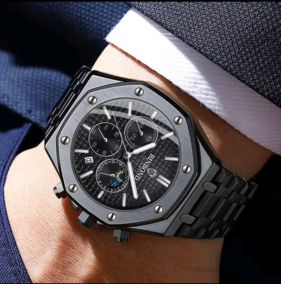 BINBOND B0161 NOIR _ MONTRE DE LUXE HOMME