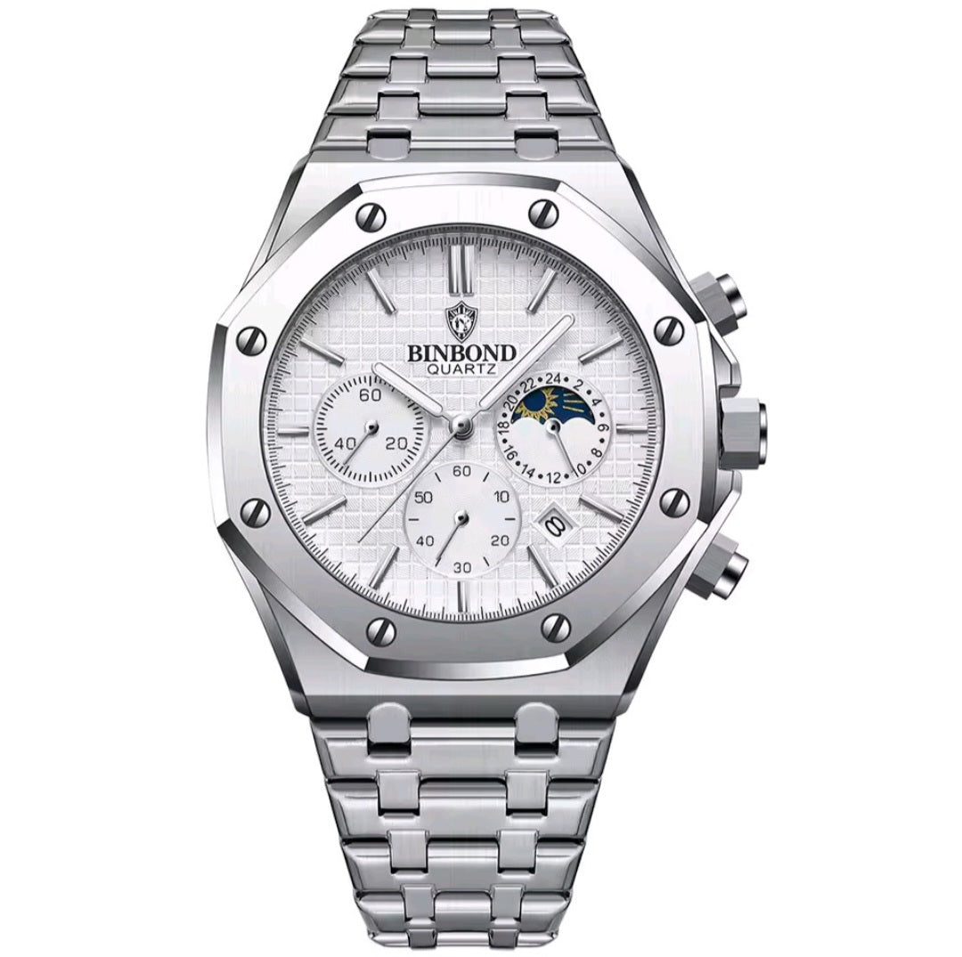BINBOND B0161 BLANC _ MONTRE DE LUXE HOMME