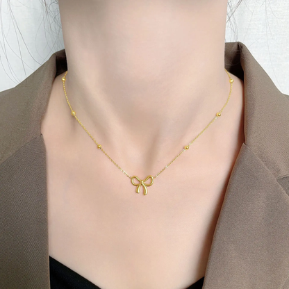 🧸 Coffret Ourson Rouge & Collier Nœud Doré