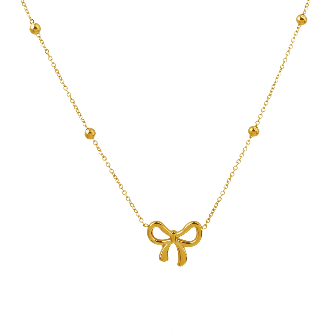 🧸 Coffret Ourson Rouge & Collier Nœud Doré