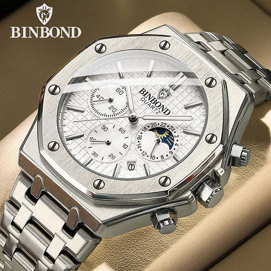 BINBOND B0161 BLANC _ MONTRE DE LUXE HOMME
