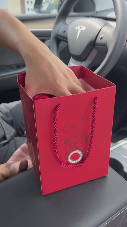 Ours Rose Éternelle avec Collier Cœurs – Cadeau d’Amour Inoubliable